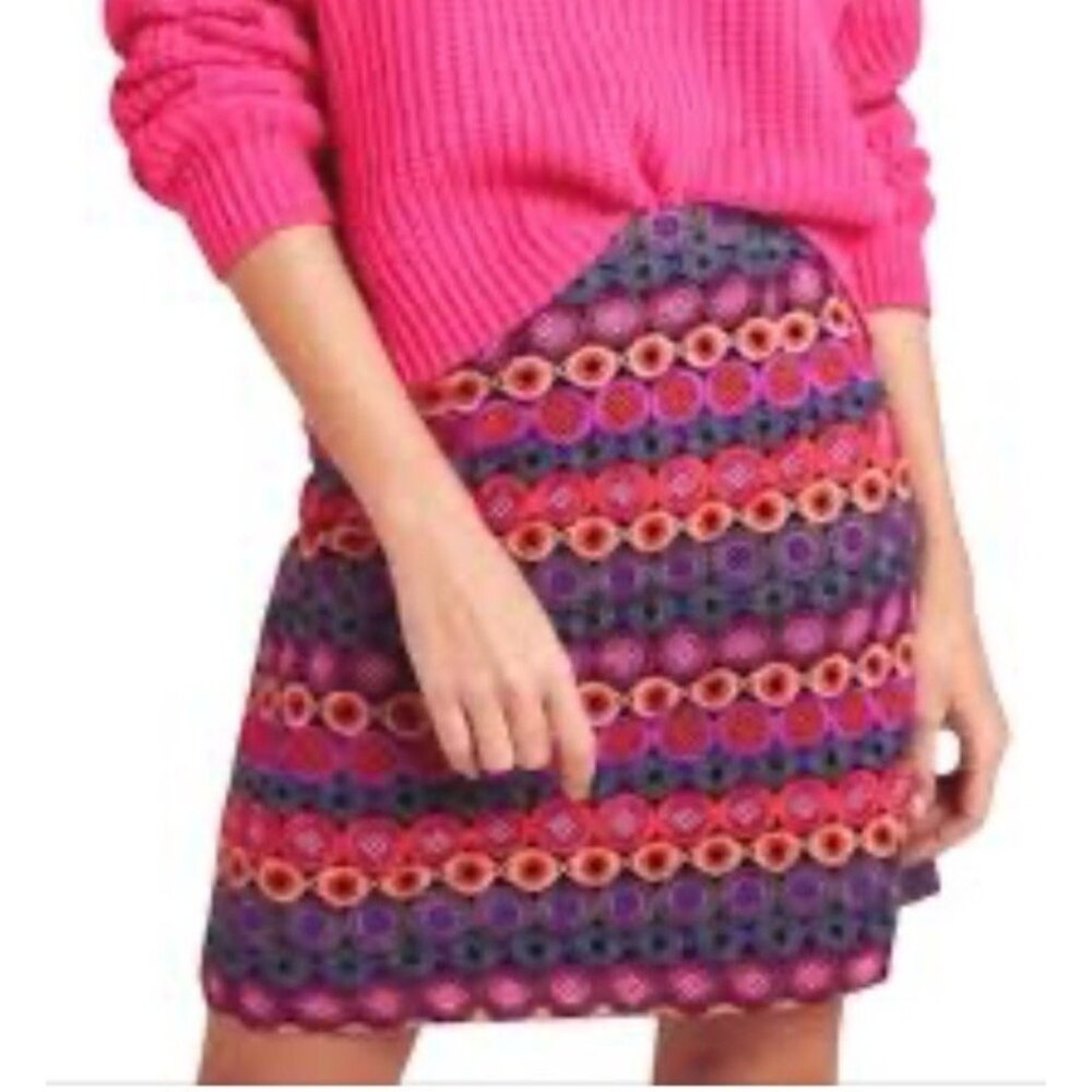Anthropologie Hutch Skirt 2 Multicolor Embroidered Colorful NEW